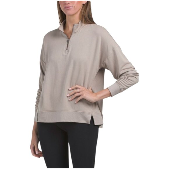 THREADS 4 THOUGHT Whitnie Modal Terry Half Zip Mock Neck Pull Over Sweatshirt - Picture 1 of 2